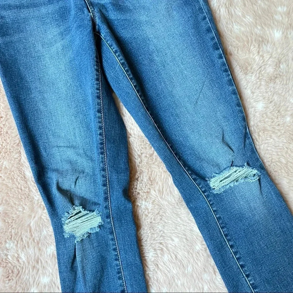 GARAGE High Rise Distressed Raw Hem Skinny Jeggings in Mudhoney Blue Size 7 - Picture 10 of 15
